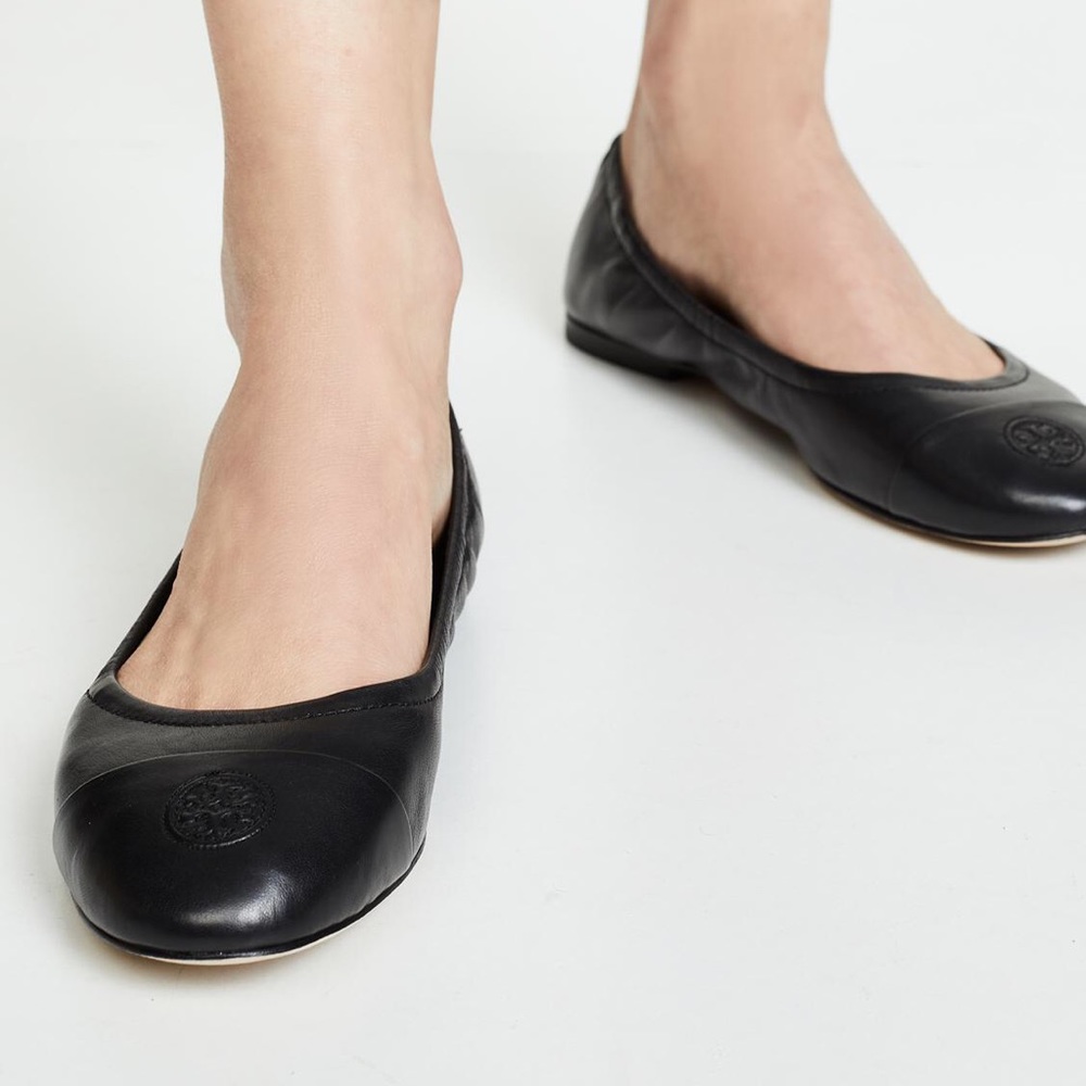 Black Cap Toe Tory Burch Flats